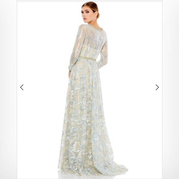 Long sleeve embellished mesh gown - Picture 2 of 3